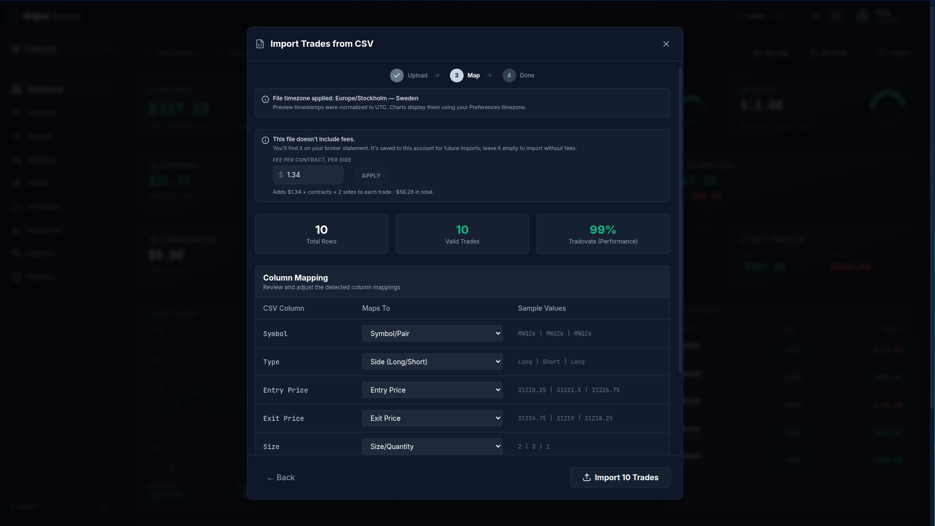 The rate applied in the preview