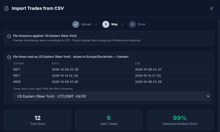 Import preview of an IBKR Flex Query